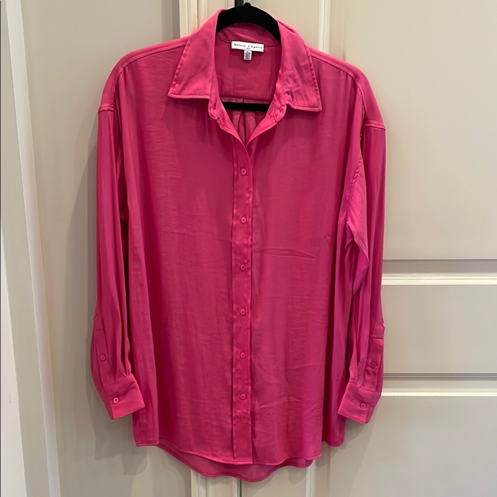 Women's Pink Button Down Long Sleeve Shirt